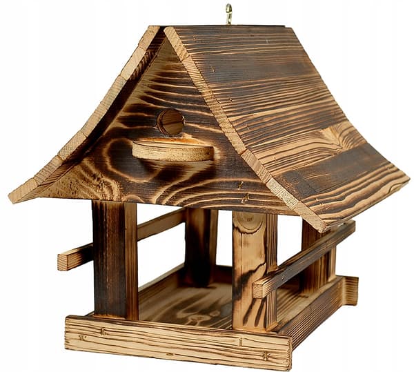 Massiv træfoderautomat XXL TIL fuglefoderautomat lavet af træ 25x26x30CM