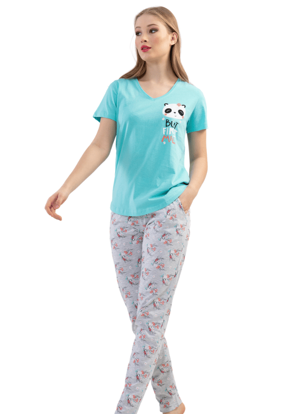 Dampyjamas i bomull med kort ärm, S Vienetta