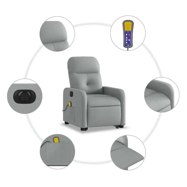 vidaXL Elektrisk lyftande massagefåtölj ljusgrå