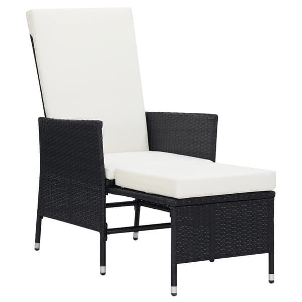 vidaXL havestol med hynder, sort polyrattan