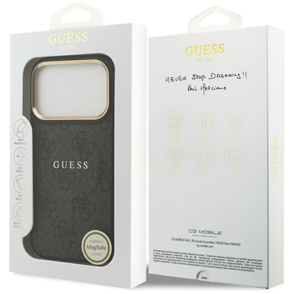 Guess 4G PU Classic Logo MagSafe-etui til iPhone 17 Pro, sort