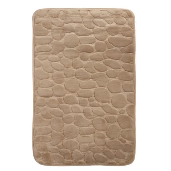 Beige mikrofiber skridsikkert badeværelsestæppe 45x70 cm