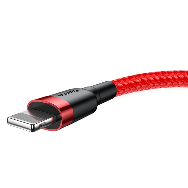 Holdbart Fleksibelt Kabel USB iPhone Lightning QC3.0 1.5A 2M Rød