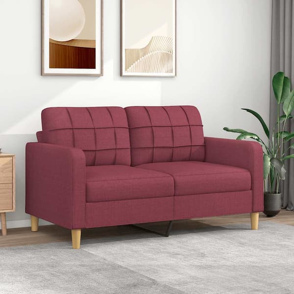 vidaXL 2-sitssoffa vinröd 140 cm tygklädsel