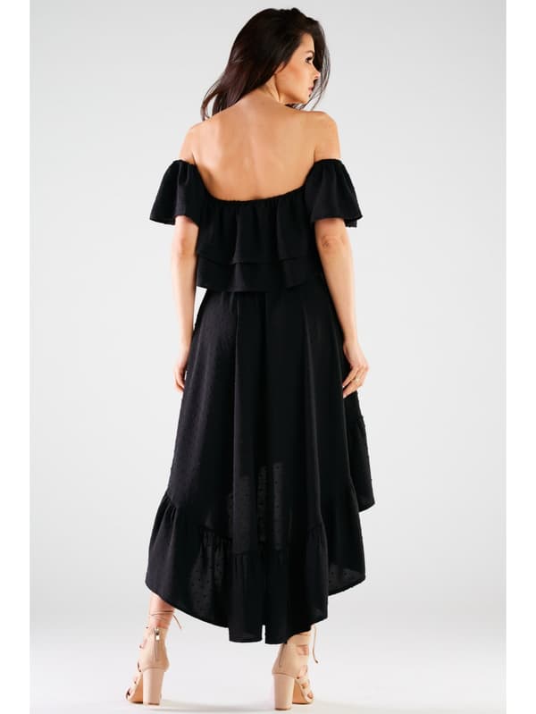 Sommer asymmetrisk maxinederdel, sort L/XL