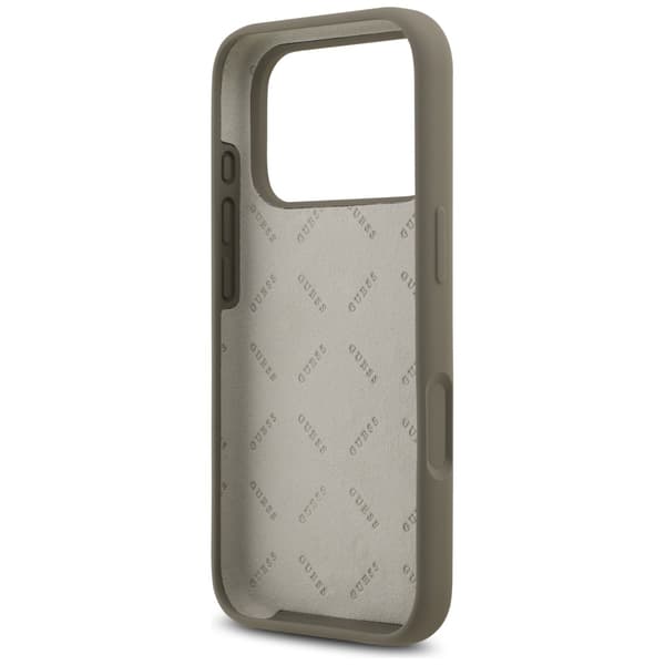 Guess Silicone Big 4G Script -suojakuori iPhone 17 Pro Maxille, ruskea