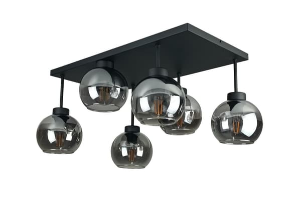 Loftlampe 6xE27 Nessa Sort/Røget