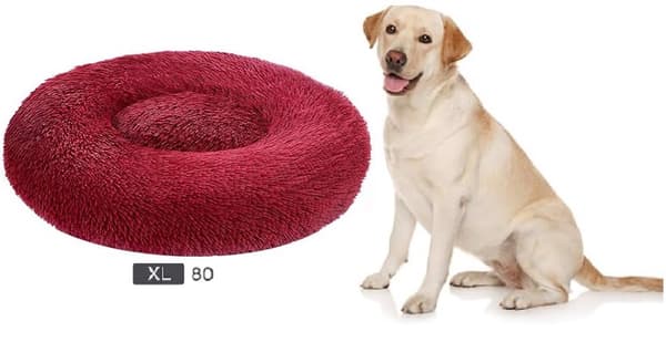 Blød rund hundeseng 80x80 cm bordeaux