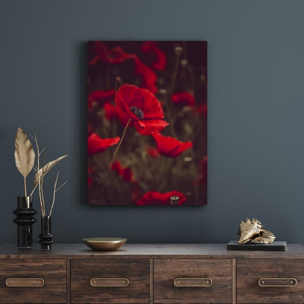 Lærredstryk Botanik Røde Valmuer 30x40 cm