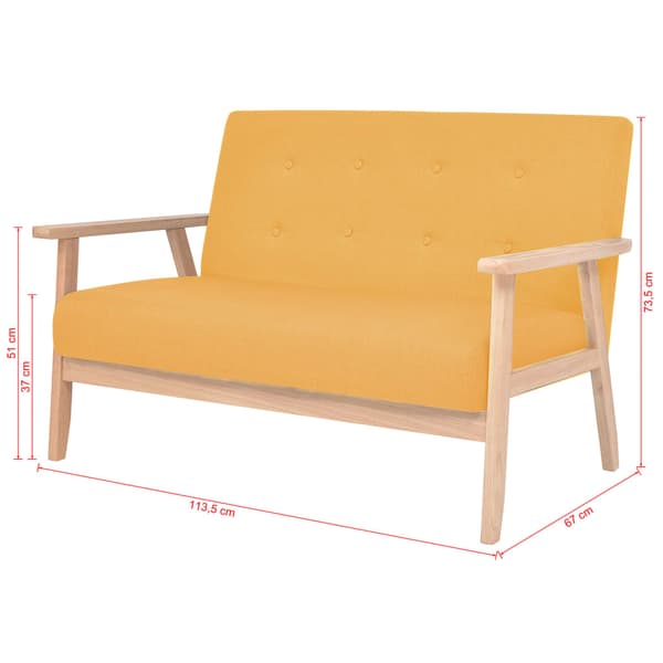 vidaXL 2-sits klädd soffa, gul