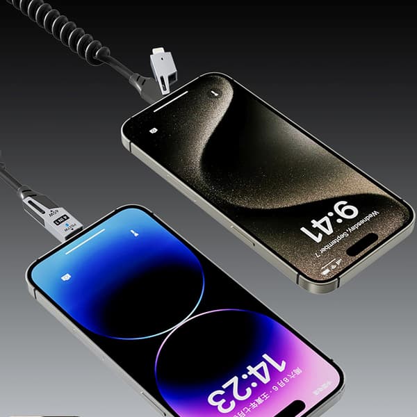4-i-1 spiralkabel USB-A / USB-C - Lightning / USB-C - svart