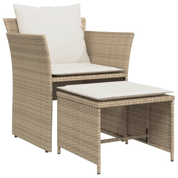 vidaXL Puutarhatuoli jalkarahilla, beige, polyrottinki