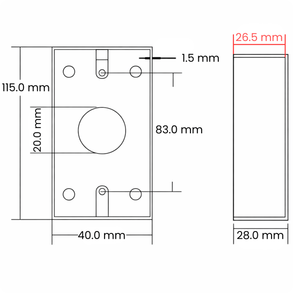Stolpemonteringsdose M40 115x40x28mm