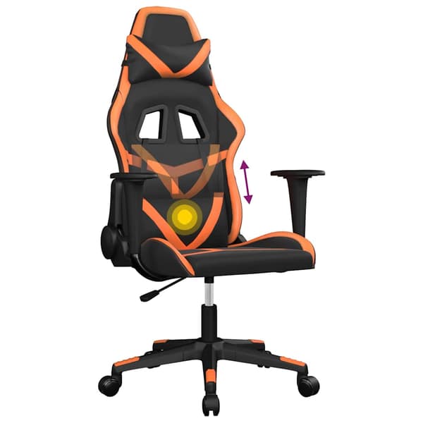 vidaXL massage-gamingstol, sort og orange, kunstlæder