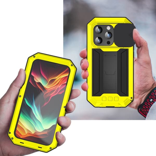 iPhone 15 Pro Max cover, R-JUST CamShield Slide, Rugged, Gul/Sort