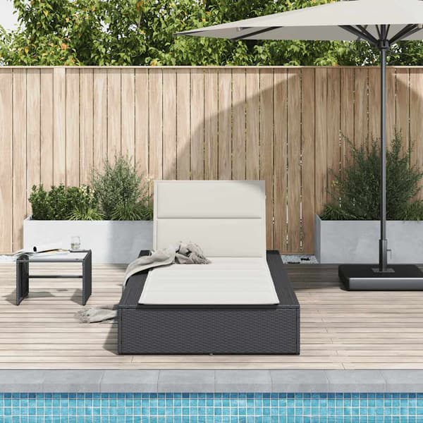 vidaXL liggestol med flydende hynde sort polyrattan