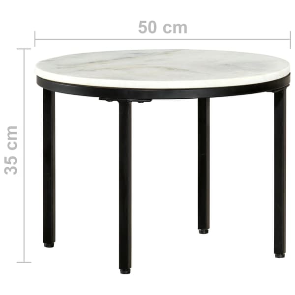 vidaXL sofabord sort og hvid Ø50 cm ægte marmor