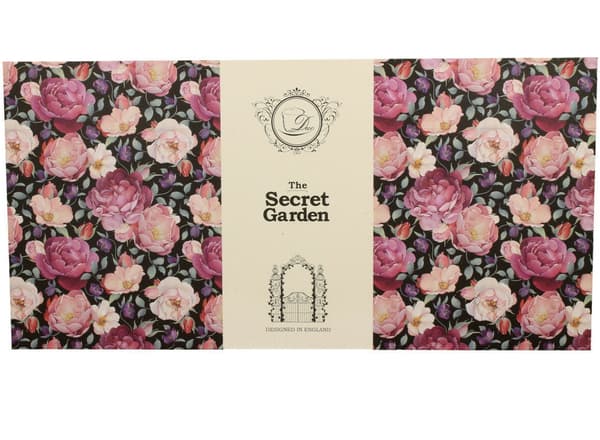 Set med 6 svarta koppar och fat Spring Roses