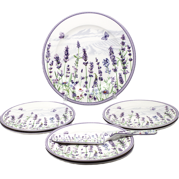 Porslinstallrikar med spatel i presentask, Lavender-kollektionen