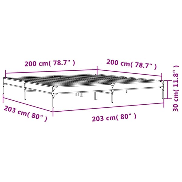 vidaXL Sängram brun ek 200x200 cm träbaserat material