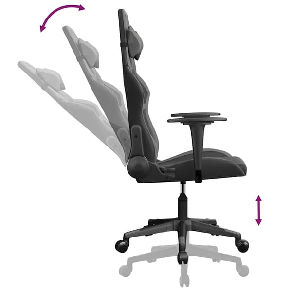 vidaXL massage-gamingstol, sort og grå, kunstlæder