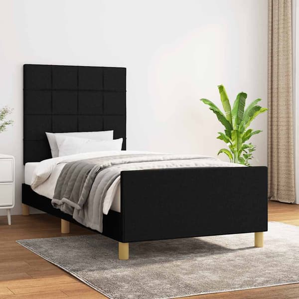 vidaXL sengestel uden madras sort 90x200 cm stof
