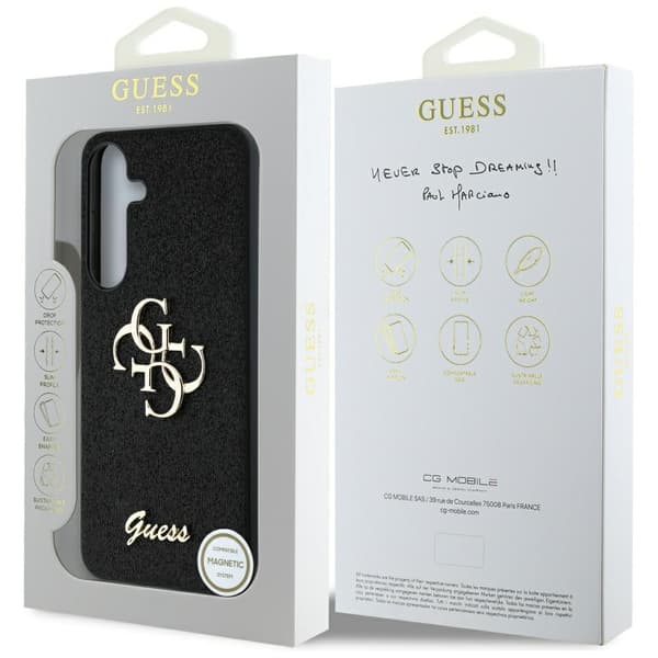 Guess Fixed Glitter Big 4G Metal Logo cover til Samsung Galaxy S25+, sort