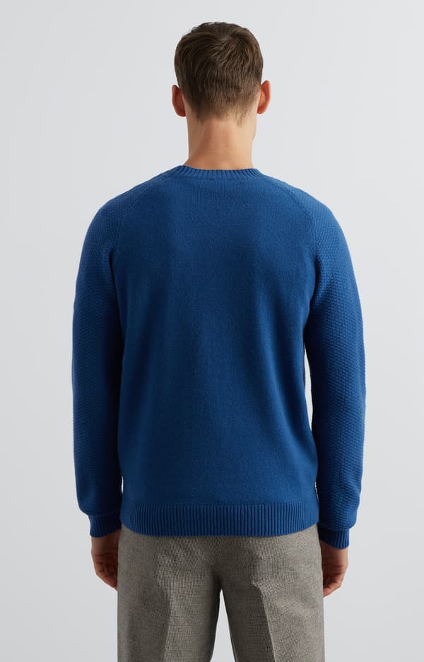 Mikromønstret sweater med rund hals XXL