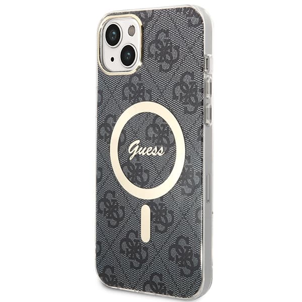 Guess GUBPP14MH4EACSK Etui + Oplader Sæt iPhone 14 Plus / 15 Plus 6,7" sort/sort hårdt cover 4G Print MagSafe