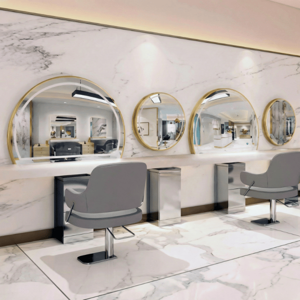 Frisørkonsol, barber, spejl, 120x90 LED STD Guld