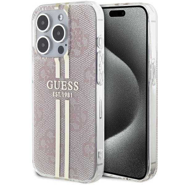 Guess IML 4G Guldstribet Etui til iPhone 14 Pro Max, Pink