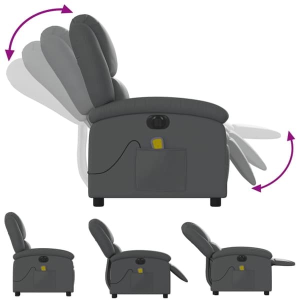 vidaXL elektrisk lænestol med massagefunktion, grå, kunstlæder