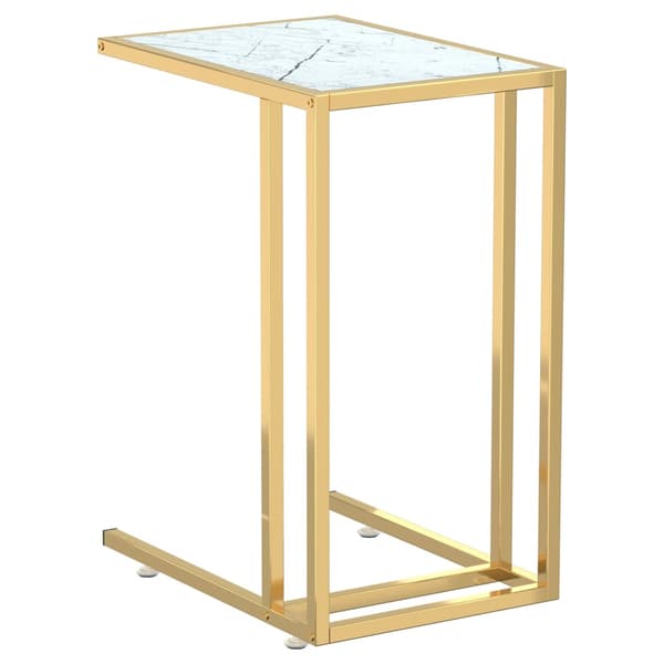 vidaXL computer sidebord hvid marmor 50x35x65 cm