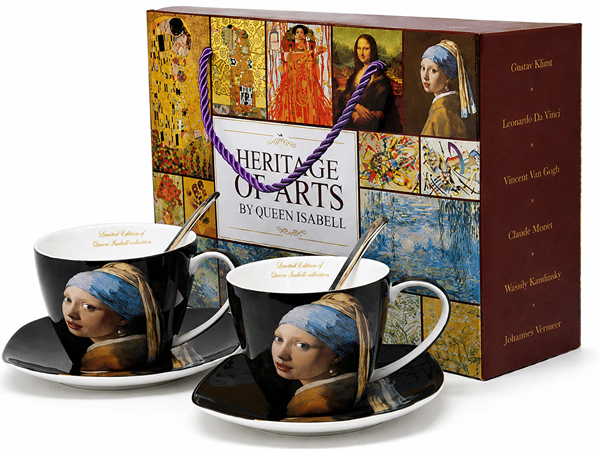 Porslinskoppar set 2x250 ml Vermeer Flicka med pärlörhänge Som present