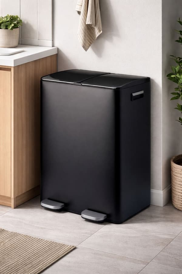 Dobbelt affaldsbeholder til sortering med pedal 2x30L