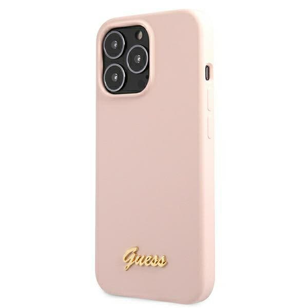 Guess Silikone Script Guld Logo MagSafe-etui til iPhone 13 Pro / 13, lyserød/lyserød