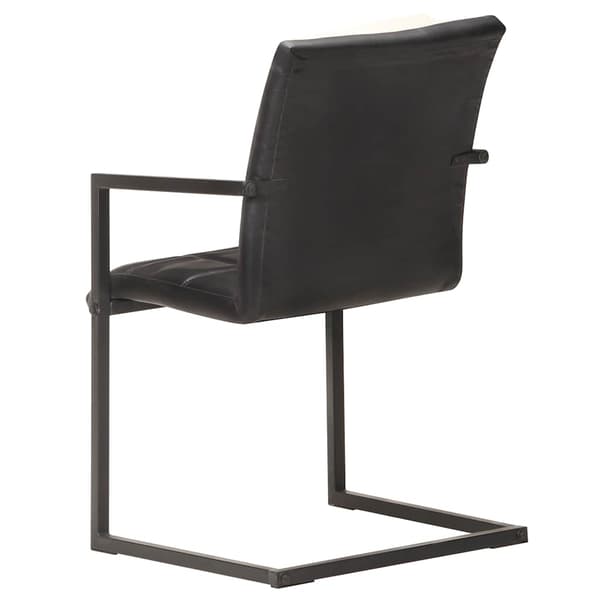 vidaXL Cantilever spisestole, sæt med 2, sort, ægte læder