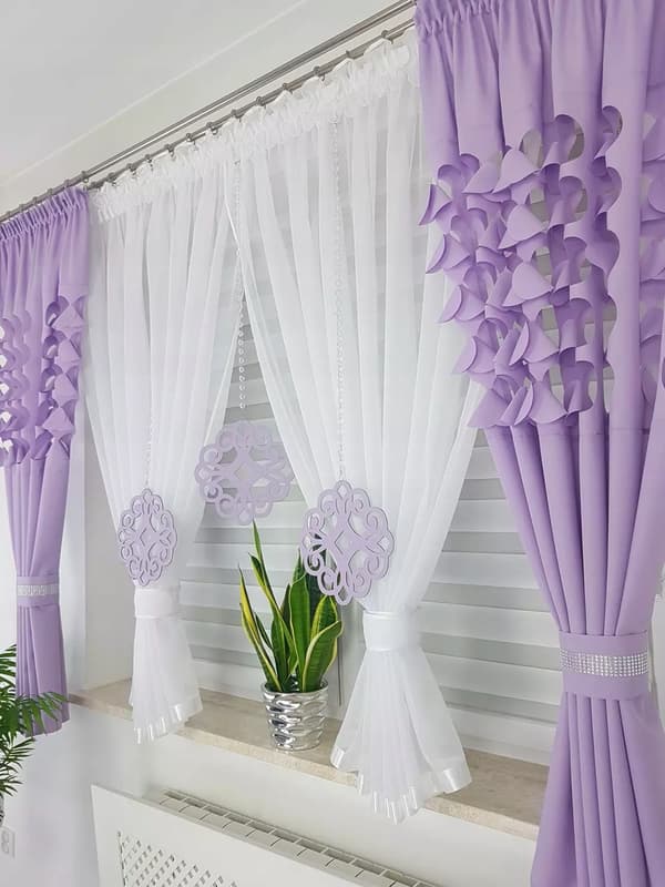 Elegantti verho- ja laskossarja - violetti