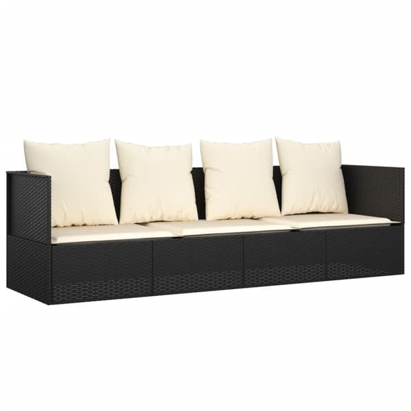 vidaXL haveliggestol med hynder, sort, polyrattan