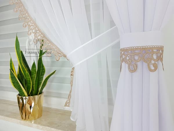 Gardin med draperier, dekorationsset - beige