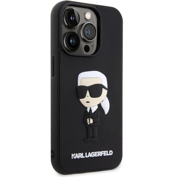 Karl Lagerfeld Rubber Ikonik 3D-cover til iPhone 14 Pro, sort
