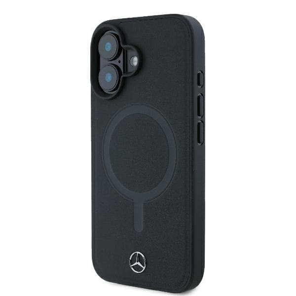 Mercedes Smooth Læder MagSafe-etui til iPhone 16 Plus, Sort