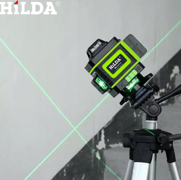 HILDA LASERNIVÅ 16 LINJER KRYSSLASER 4D GRÖN + STATIV 160 CM