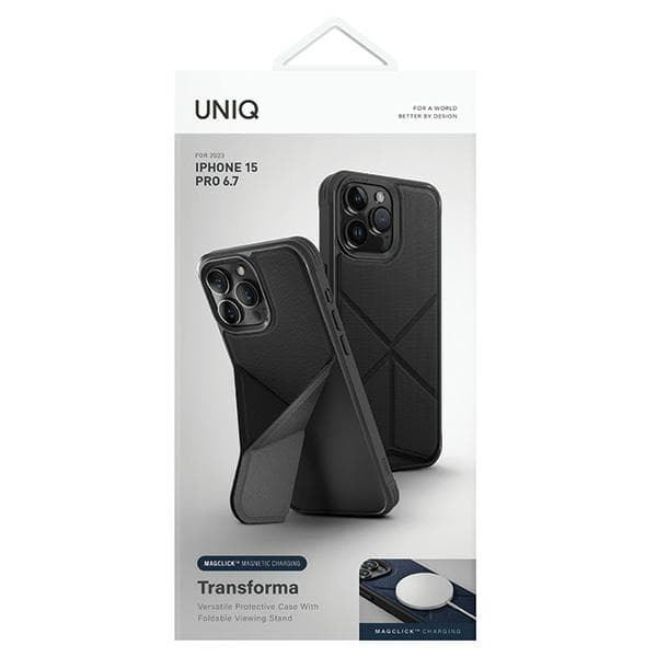 UNIQ Transforma iPhone 15 Pro Max 6,7" Magclick opladningsetui sort/ebbenholt sort