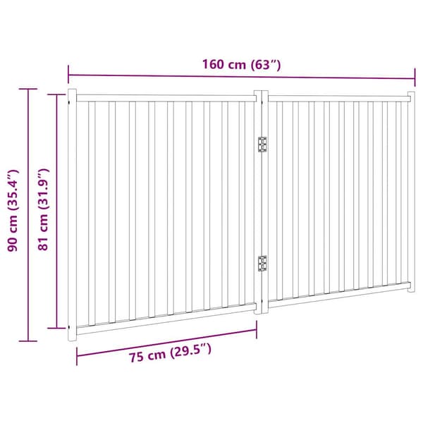 vidaXL foldbart sikkerhedsgitter til hunde, 2 paneler, 160 cm