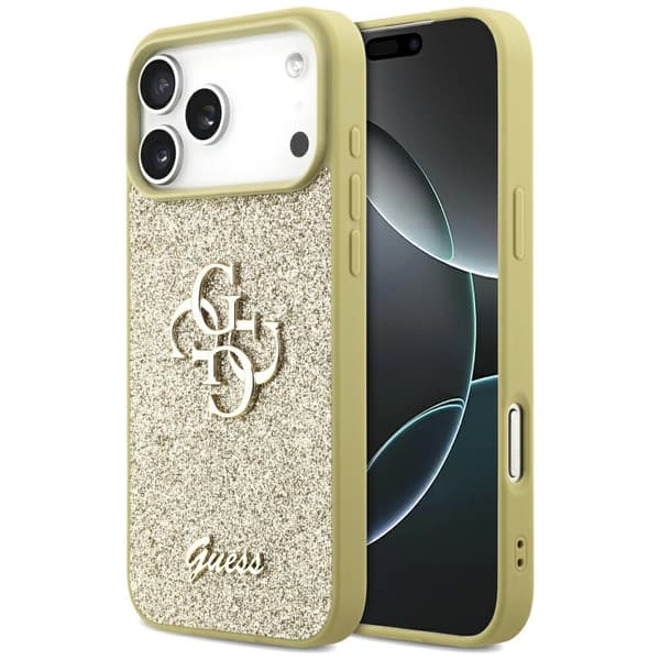 Guess Fixed Glitter Big 4G-skal till iPhone 17 Pro Max guld