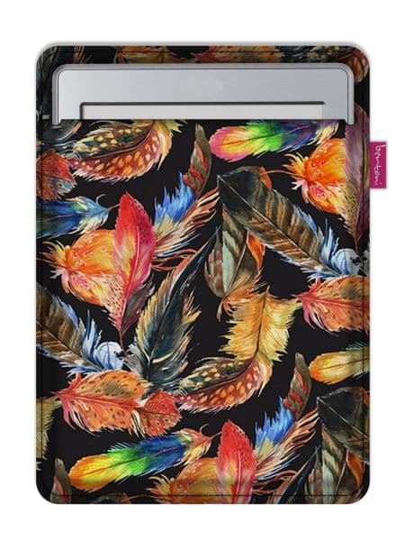 Arco Design 6-7" e-bogsetui - EcoFilc, Plume-print, grå, passer til Kindle / PocketBook