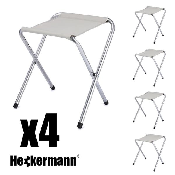 Hopfällbart bord 120x60cm Heckermann Vit + 4x Pallar