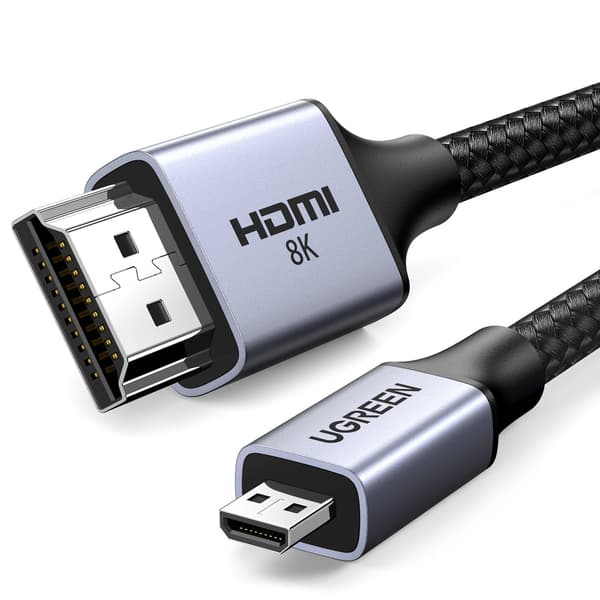 Micro HDMI -kaapeli - HDMI 2.1 8K 1m - harmaa