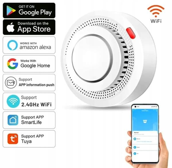 SVART Tuya Smart Trådlös Wi-Fi Rökdetektor Sensor